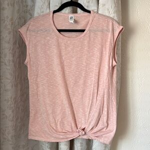 JoyLab Pink Muscle Women’s Exercise Tee with Tie Front